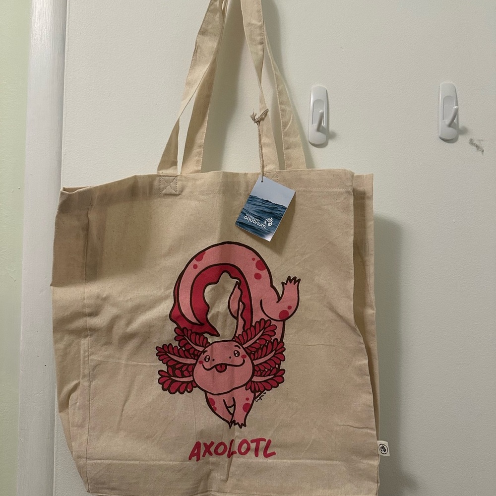 Axolotl Canvas Tote Bag with Pink Design